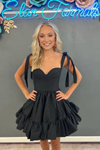 Vestidos de fiesta de bienvenida con escote corazón, corte en A, color rosa con volantes, PD491