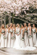 A-line Silk Satin Spaghetti Straps Bridesmaid Dresses, Wedding Party Dress
