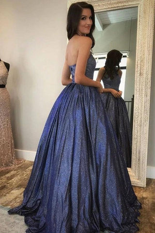 A-line Sparkly Halter Neck Long Prom Dresses Cute Formal Dress