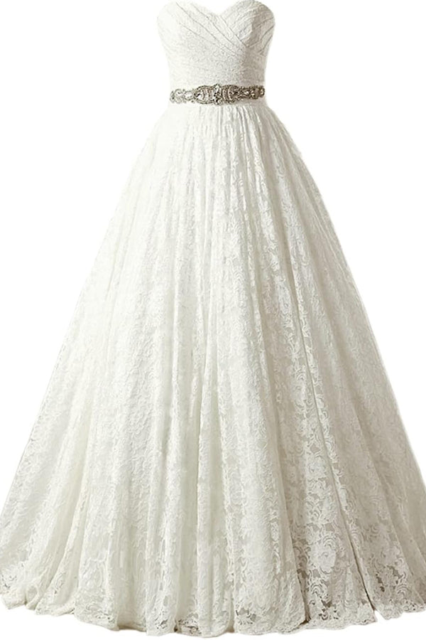 Vestido de novia elegante corte A con escote corazón y sin tirantes WD719