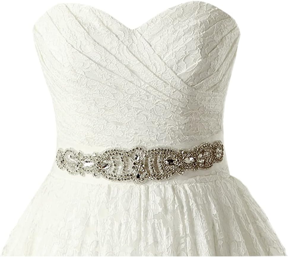Vestido de novia elegante corte A con escote corazón y sin tirantes WD719