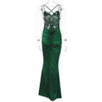 Vestido de sirena verde esmeralda para baile de graduación, vestido de noche sexy Y1829