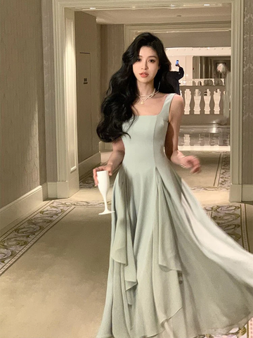 Falda francesa blanca con tirantes, elegante, escote cuadrado, vestido de noche, vestido de fiesta de moda Y4486