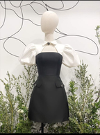 Nouvelle robe de bal de fin d'année coupe trapèze, manches bouffantes, référence Y2551