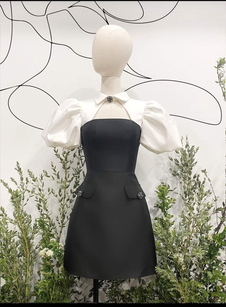 Nouvelle robe de bal de fin d'année coupe trapèze, manches bouffantes, référence Y2551