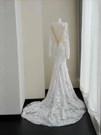 Elegante vestido de noche sirena con apliques de encaje blanco, vestido de fiesta sin espalda, vestido de novia Y8677