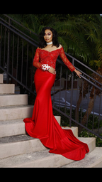 Elegant Red Mermaid Prom Dress Red Evening Dress Y5694