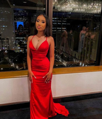 Robe de soirée sirène rouge élégante dos nu pour mariage Y6250