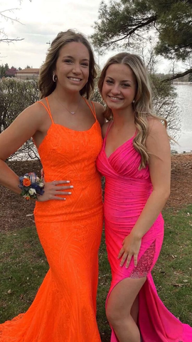Elegant Orange Mermaid Prom Dress Chic Evening Dress Y5402