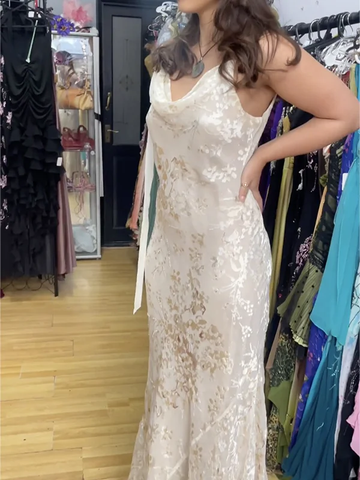 Vestido de noche largo de sirena con estampado satinado único Y8307