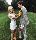 Lovely White Lace Homecoming Dress White Cocktail Dress Y2237