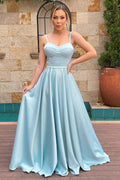 Vestido largo de dama de honor con escote corazón, tirantes finos y corte en A, modelo BD110