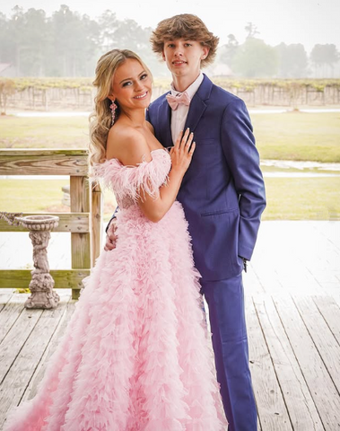 Vestido de noche de tul rosa con volantes, vestido de graduación de tul, corsé de tul, vestido de noche de tul Y6093