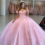 Robe de bal violette à épaules dénudées en tulle ornée d'appliqués, robe Sweet 16 Y5472