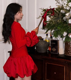 Red Long Sleeves A Line Mini Cocktail Dress Classy Homecoming Dress Y8103