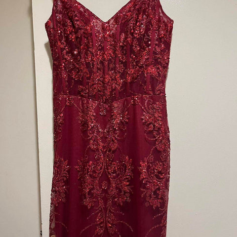 Charming Red Mermaid Lace Appliques Prom Dress,Evening Dress Winter Dance Dress Y4345