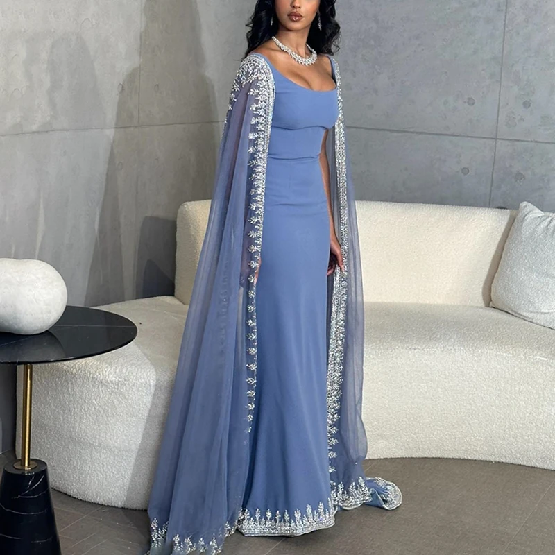 Vestidos de noche brillantes con lentejuelas para mujeres árabes, estilo sirena, con capa hasta el suelo, ideales para fiestas de graduación, bodas y eventos especiales (Y4817)