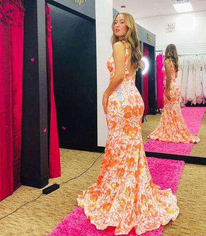 Vestido de fiesta sirena con escote en V, vestido largo de noche Y6095