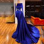 Elegant Modest Royal Blue Evening Dresses Y4193