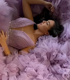 Vestido de baile de tul morado, corte en A, escote en V, vestido de princesa morado, vestido de hada Y6590