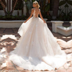 Apliques Vestido De Noiva con cuello en V profundo sin espalda Vestidos De Novia sin mangas Vestidos De Novia De encaje bata De Mariée