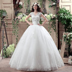 Applqiues Vestido De Noiva Cap manga Vestidos De Novia con cuello en V Vestidos De Novia
