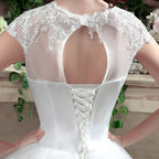 Applqiues Vestido De Noiva Cap manga Vestidos De Novia con cuello en V Vestidos De Novia