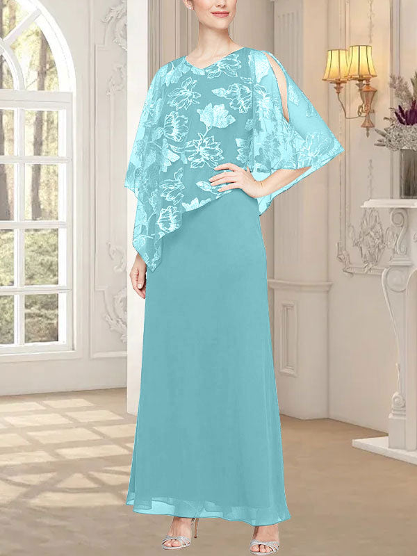 Vestido largo de malla brillante con corpiño asimétrico superpuesto de diseño novedoso 
