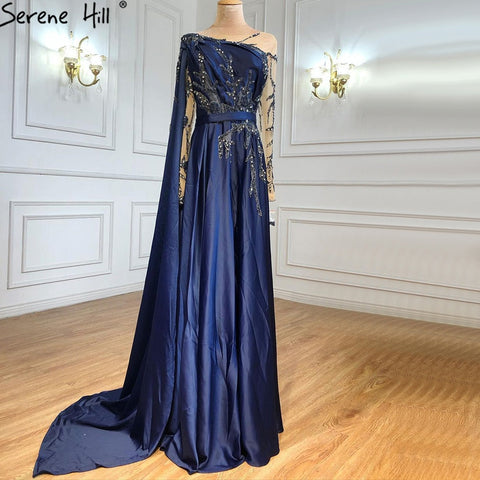 En oferta, sin devoluciones ni reembolsos. Vestido de noche musulmán árabe verde oliva de un solo hombro con capa y mangas largas para mujer, ideal para bodas y fiestas. Elegante tallas grandes. LA70985 