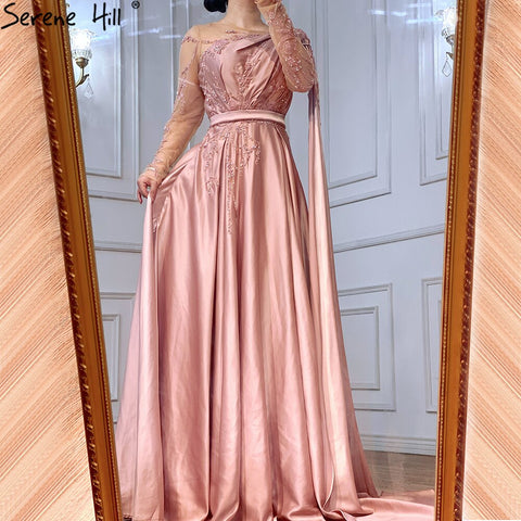 En oferta, sin devoluciones ni reembolsos. Vestido de noche musulmán árabe verde oliva de un solo hombro con capa y mangas largas para mujer, ideal para bodas y fiestas. Elegante tallas grandes. LA70985 