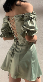 Vestido de fiesta de verano para mujer con mangas abullonadas y hombros descubiertos Y2505