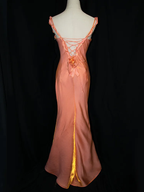 Charming Satin Flowers Long Mermaid Evening Dress Formal Prom Dress Y8219