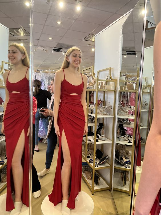 Robe de soirée fourreau élégante avec fente, robe de bal d'hiver Y6389