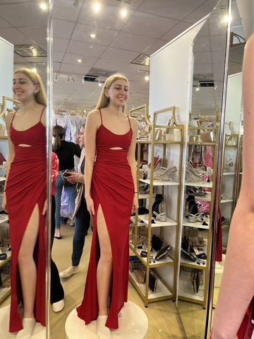 Elegante vestido de noche de corte recto con abertura, ideal para baile de invierno Y6389