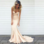 Vestidos sencillos de gasa para damas de honor, vestidos de sirena con escote corazón para graduación