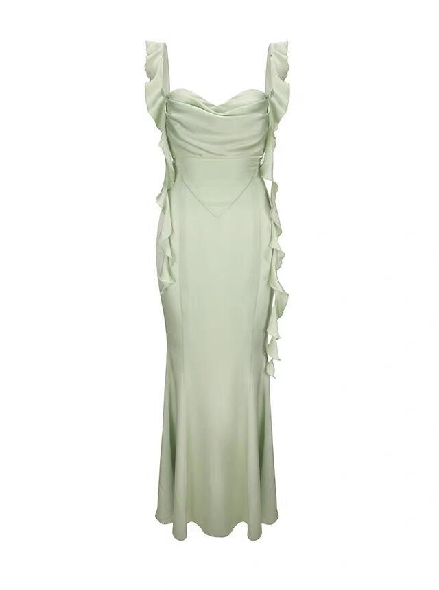 Robe d'été élégante à volants et rubans, dos nu, sexy et moulante, pour femme, Y7390
