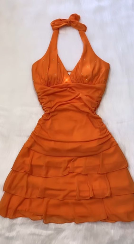 Robe de soirée orange mini Y4185