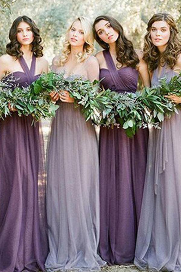 Cheap Tulle A-line Charming Bridesmaid Dresses,Long Wedding Party Dresses