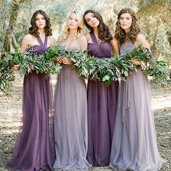 Cheap Tulle A-line Charming Bridesmaid Dresses,Long Wedding Party Dresses