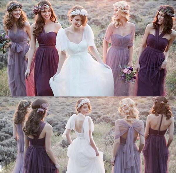 Cheap Tulle A-line Charming Bridesmaid Dresses,Long Wedding Party Dresses