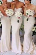 Vestidos de dama de honor largos, económicos y con escote corazón estilo sirena, disponibles en línea. 