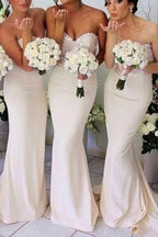 Vestidos de dama de honor largos, económicos y con escote corazón estilo sirena, disponibles en línea. 