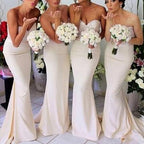 Vestidos de dama de honor largos, económicos y con escote corazón estilo sirena, disponibles en línea. 