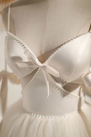 Beading Bowknot Lace Up Short Homecoming Dresses