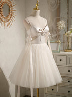 Beading Bowknot Lace Up Short Homecoming Dresses