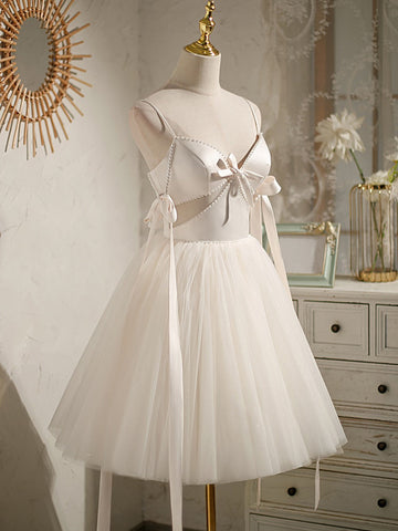 Beading Bowknot Lace Up Short Homecoming Dresses