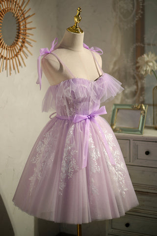 Adorables robes courtes de princesse violettes sans manches à lacets pour le bal de fin d'année 