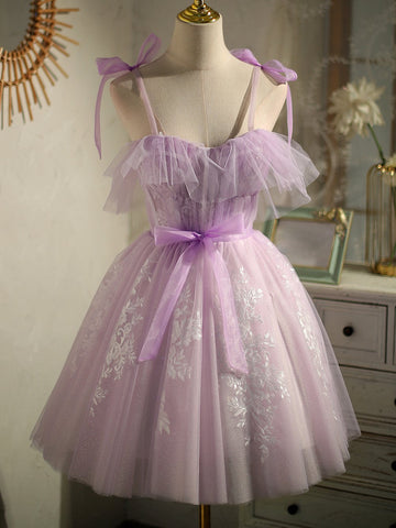 Adorables robes courtes de princesse violettes sans manches à lacets pour le bal de fin d'année 
