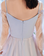 Adorable vestido corto de fiesta rosa y azul con mariposa. Lindo vestido corto para baile de bienvenida Y2742