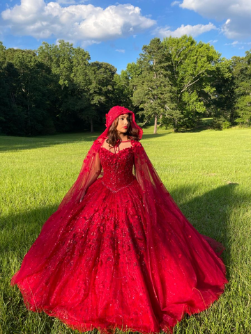 Robe de quinceañera rouge luxueuse, robe de bal rouge, robe rouge pour les 16 ans Y2338